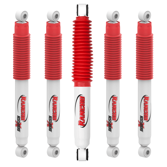 Rancho Set of RS5000X Suspension Shock Absorbers with Steering Stabilizer Compatible with 2017-2024 Stock Height Ford F-250 / F-350 / F-450 / F-550