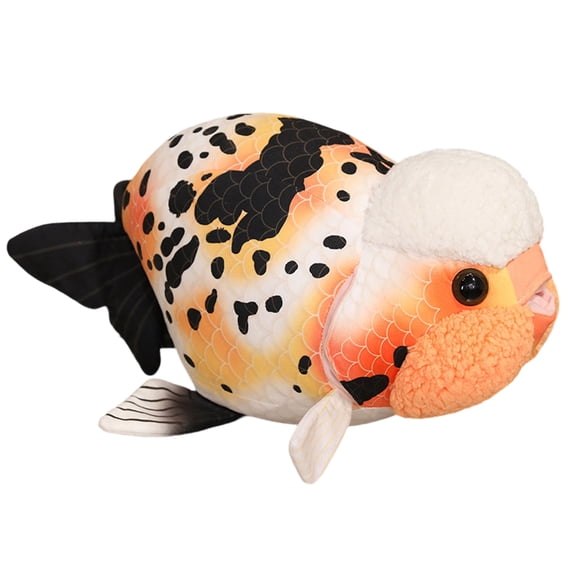 Ranchu Goldfish Plush Toy Pillow, Lifelike 3D Carp Plushies Cushion, Cuddly Bubble Fish Stuffed Animals, Fish-shaped Decorative Doll Ornament for Home Decor,Black dots