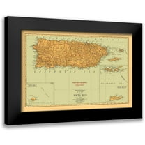 Rand McNally 14x11 Black Modern Framed Museum Art Print Titled - Caribbean Puerto Rico - Rand McNally 1921