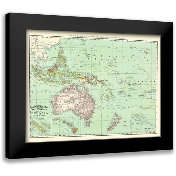 Rand McNally 14x12 Black Modern Framed Museum Art Print Titled - Oceania Malaysia - Rand McNally 1892