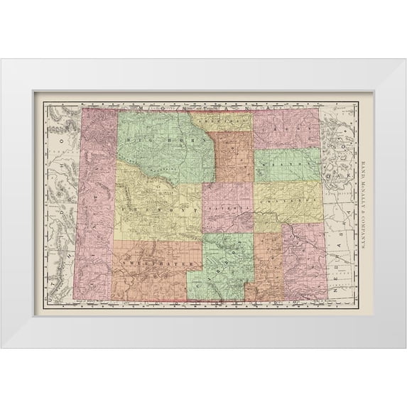 Rand McNally 18x13 White Modern Wood Framed Museum Art Print Titled - Wyoming - Rand McNally 1903
