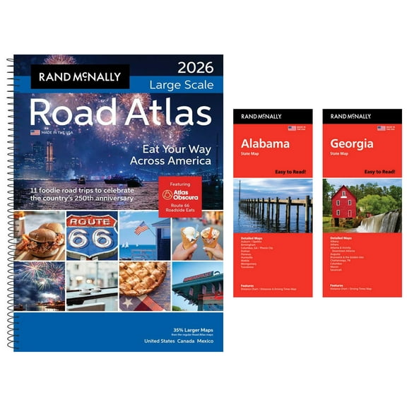 Rand McNally 2026 Large Scale Road Atlas with Easy to Read Alabama & Georgia State Maps