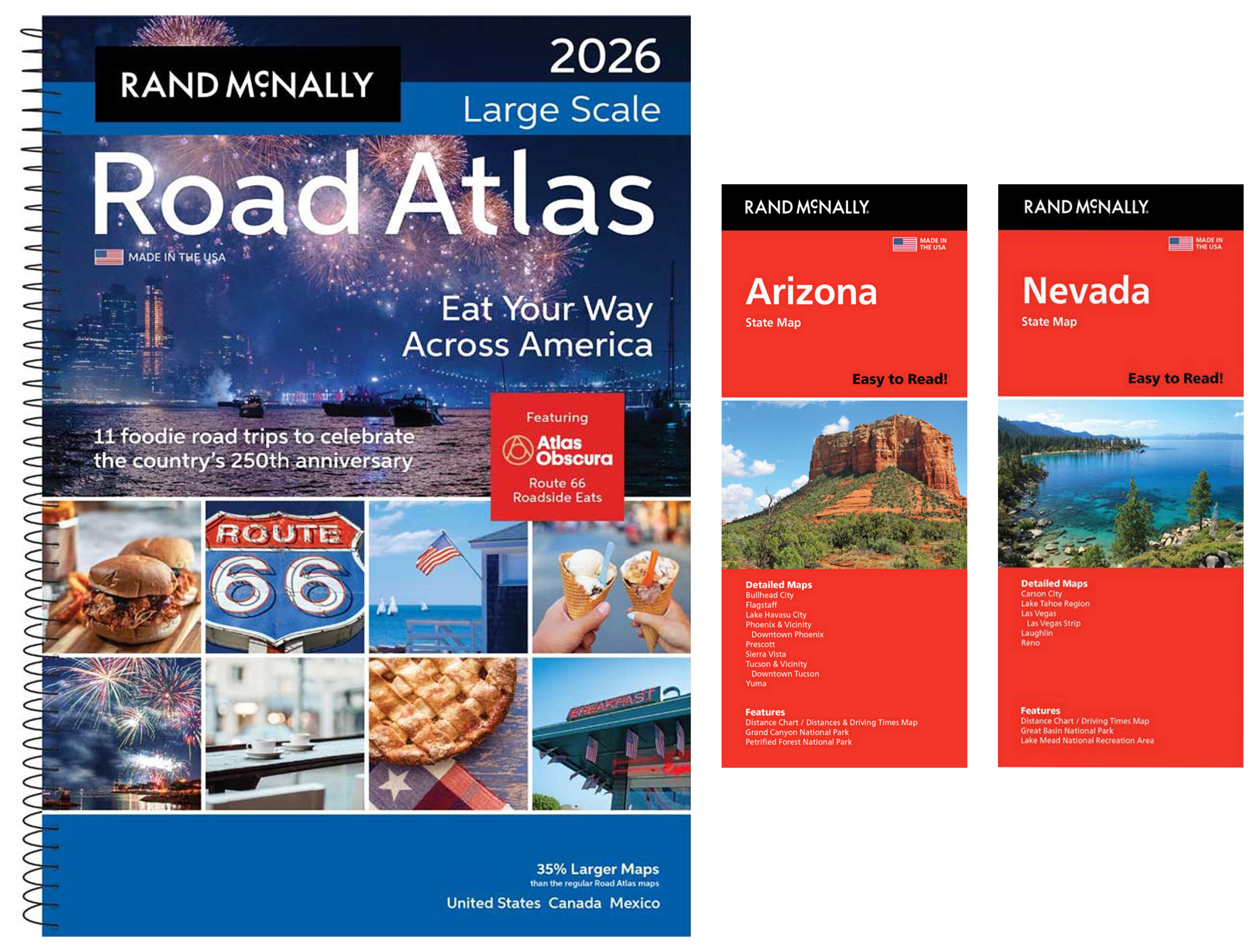 Rand McNally 2026 Large Scale Road Atlas with Easy to Read Arizona & Nevada State Maps