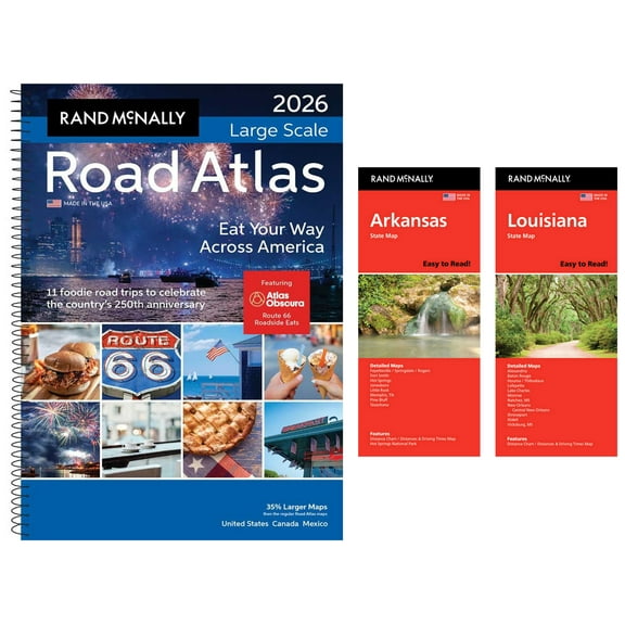 Rand McNally 2026 Large Scale Road Atlas with Easy to Read Arkansas & Louisiana State Maps