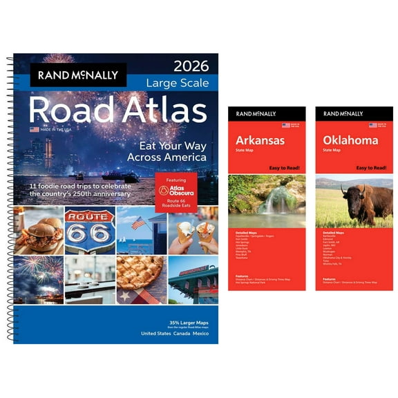 Rand McNally 2026 Large Scale Road Atlas with Easy to Read Arkansas & Oklahoma State Maps