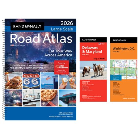 Rand McNally 2026 Large Scale Road Atlas with Easy to Read Delaware/Maryland & Washington, D.C. Maps