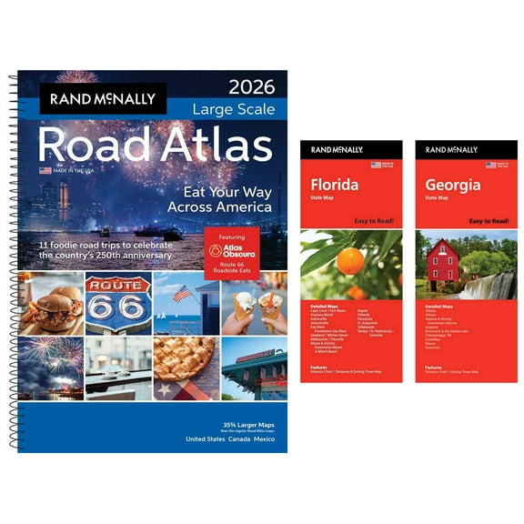 Rand McNally 2026 Large Scale Road Atlas with Easy to Read Florida & Georgia Maps