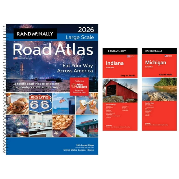 Rand McNally 2026 Large Scale Road Atlas with Easy to Read Indiana & Michigan Maps