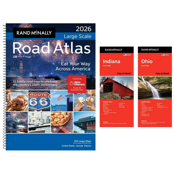 Rand McNally 2026 Large Scale Road Atlas with Easy to Read Indiana & Ohio Maps