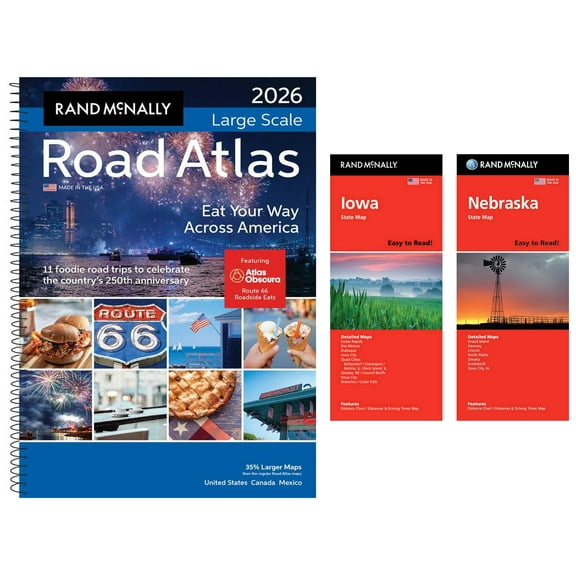 Rand McNally 2026 Large Scale Road Atlas with Easy to Read Iowa & Nebraska Maps