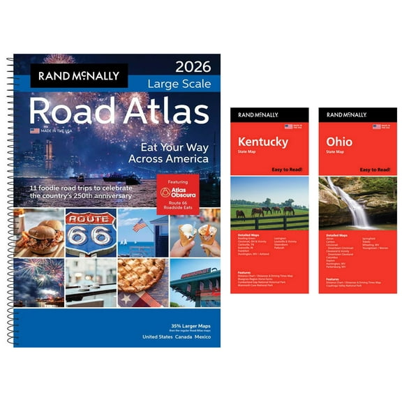 Rand McNally 2026 Large Scale Road Atlas with Easy to Read Kentucky & Ohio Maps