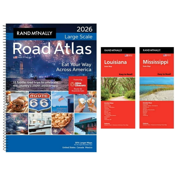 Rand McNally 2026 Large Scale Road Atlas with Easy to Read Louisiana & Mississippi Maps