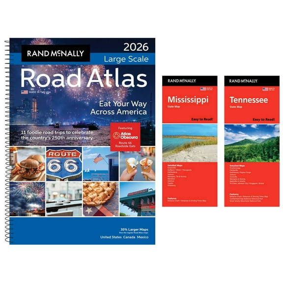 Rand McNally 2026 Large Scale Road Atlas with Easy to Read Mississippi & Tennessee Maps