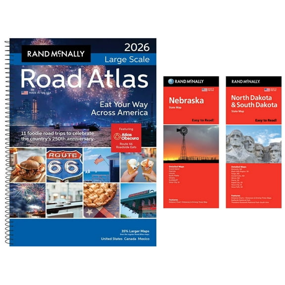 Rand McNally 2026 Large Scale Road Atlas with Easy to Read Nebraska & North Dakota/South Dakota Maps