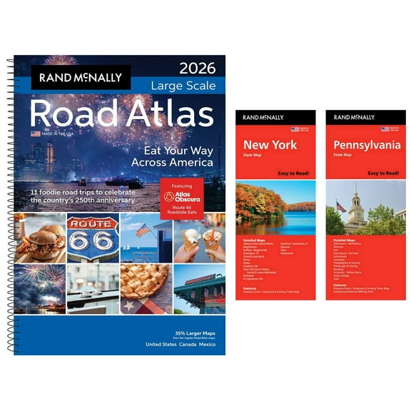 Rand McNally 2026 Large Scale Road Atlas with Easy to Read New York & Pennsylvania Maps