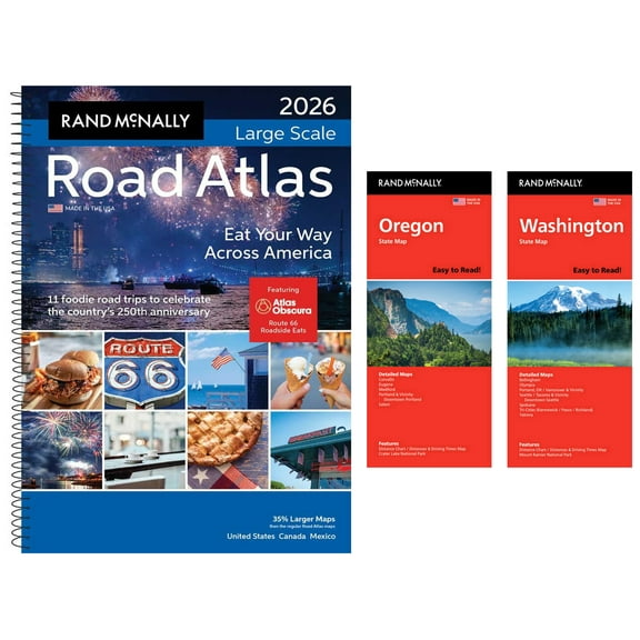 Rand McNally 2026 Large Scale Road Atlas with Easy to Read Oregon & Washington Maps