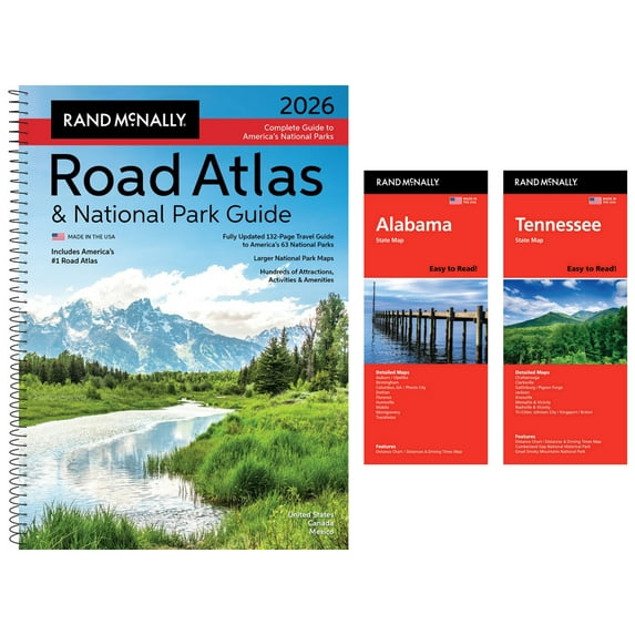 Rand McNally 2026 Road Atlas & National Park Guide with Alabama & Tennessee State Maps