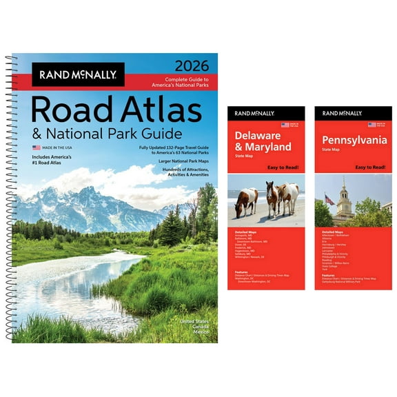 Rand McNally 2026 Road Atlas & National Park Guide with Delaware/Maryland & Pennsylvania Maps
