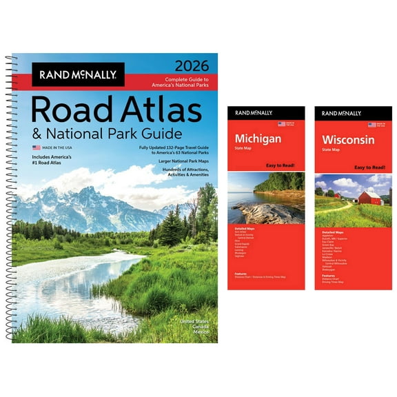 Rand McNally 2026 Road Atlas & National Park Guide with Michigan & Wisconsin Maps