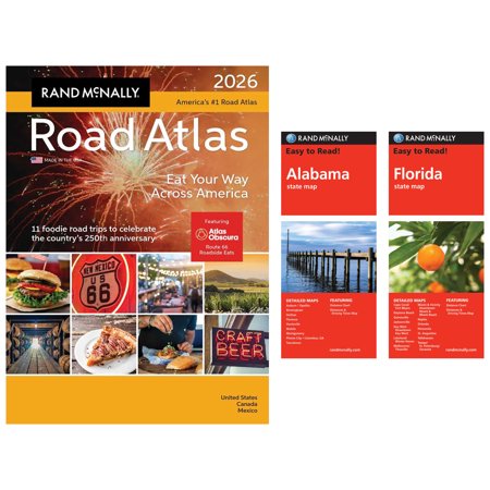 Rand McNally 2026 Road Atlas with Easy to Read Alabama & Florida State Maps