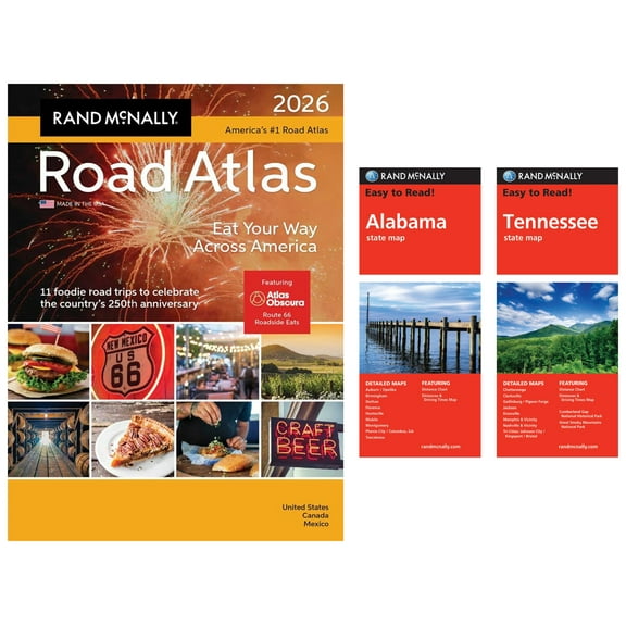 Rand McNally 2026 Road Atlas with Easy to Read Alabama & Tennessee State Maps