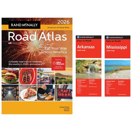 Rand McNally 2026 Road Atlas with Easy to Read Arkansas & Mississippi State Maps
