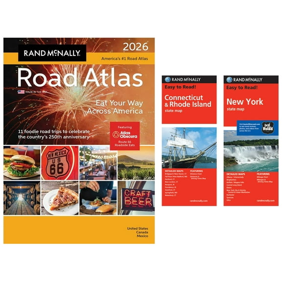Rand McNally 2026 Road Atlas with Easy to Read Connecticut/Rhode Island & New York Maps