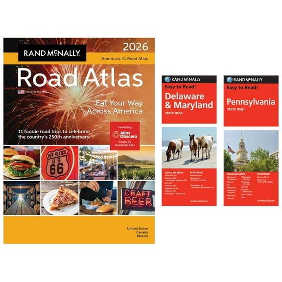 Rand McNally 2026 Road Atlas with Easy to Read Delaware/Maryland & Pennsylvania Maps