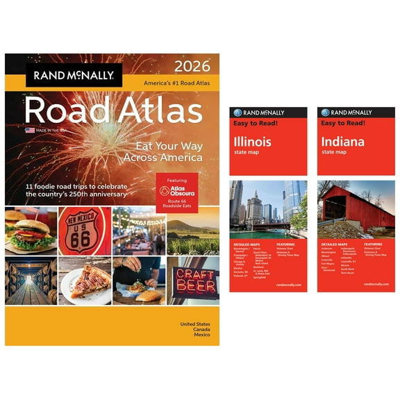 Rand McNally 2026 Road Atlas with Easy to Read Illinois & Indiana Maps
