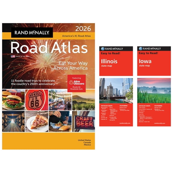 Rand McNally 2026 Road Atlas with Easy to Read Illinois & Iowa Maps