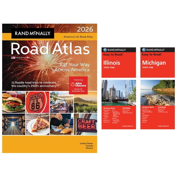 Rand McNally 2026 Road Atlas with Easy to Read Illinois & Michigan Maps