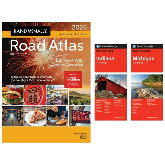 Rand McNally 2026 Road Atlas with Easy to Read Indiana & Michigan Maps