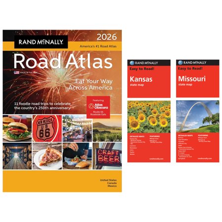 Rand McNally 2026 Road Atlas with Easy to Read Kansas & Missouri Maps
