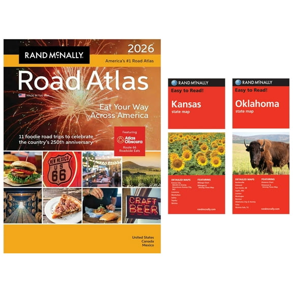 Rand McNally 2026 Road Atlas with Easy to Read Kansas & Oklahoma Maps