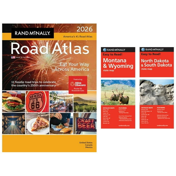 Rand McNally 2026 Road Atlas with Easy to Read Montana/Wyoming & North Dakota/South Dakota Maps
