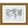 thumbnail image 1 of Rand McNally 24x18 Gold Ornate Wood Framed with Double Matting Museum Art Print Titled - World - Rand McNally, 1 of 4