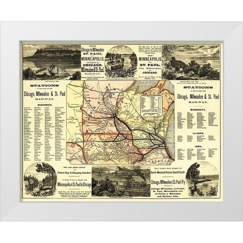 Rand McNally 32x26 White Modern Wood Framed Museum Art Print Titled ...