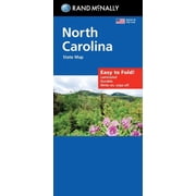 Rand McNally من السهل طي خريطة مغلفة بولاية نورث كارولينا ، غلاف عادي