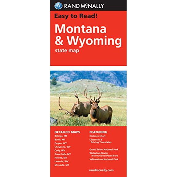 Pre-Owned Rand McNally Easy to Read Montana/ Wyoming State Map Paperback