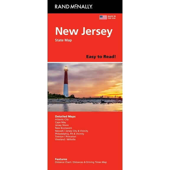 Rand McNally Easy to Read: New Jersey State Map, (Paperback)