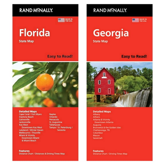 Rand McNally State Maps: Florida and Georgia (2 Maps)