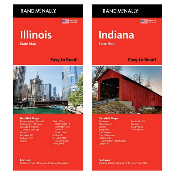 Rand McNally State Maps: Illinois and Indiana (2 Maps)