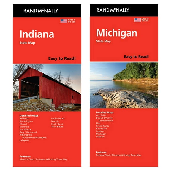 Rand McNally State Maps: Indiana and Michigan (2 Maps)