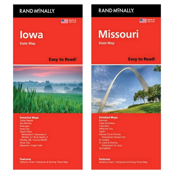 Rand McNally State Maps: Iowa and Missouri (2 Maps)