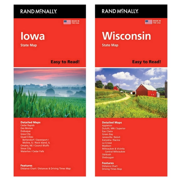 Rand McNally State Maps: Iowa and Wisconsin (2 Maps)