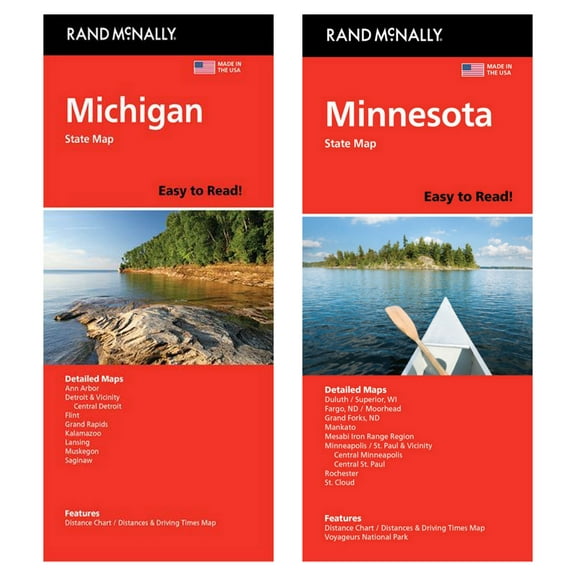 Rand McNally State Maps: Michigan and Minnesota (2 Maps)
