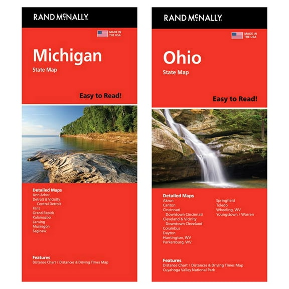 Rand McNally State Maps: Michigan and Ohio (2 Maps)