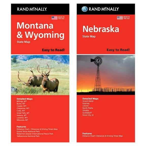 Rand McNally State Maps: Montana/Wyoming and Nebraska (2 Maps)