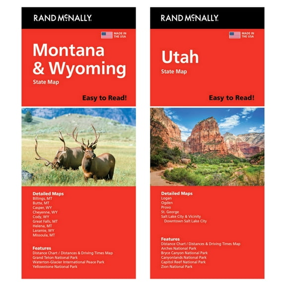 Rand McNally State Maps: Montana/Wyoming and Utah (2 Maps)