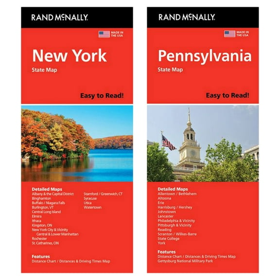 Rand McNally State Maps: New York and Pennsylvania (2 Maps)